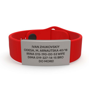 Pulsera de identificación con número de teléfono